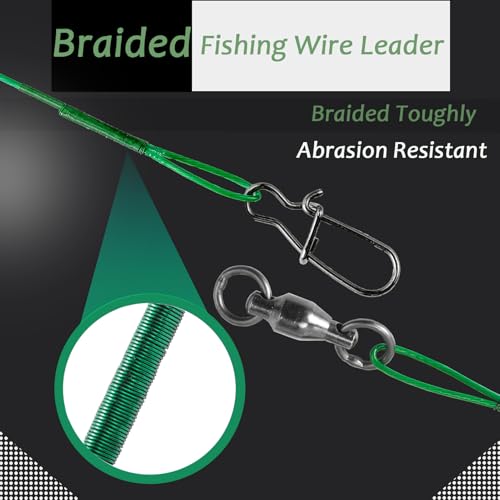 AMYSPORTS Wire Stainless Fishing Leader Steel High Strength Fishing Leaders Freshwater Lures Saltwater Fishing Leader Wire Black Nickel - size: #2 (11.8in-50lb) 20pcs