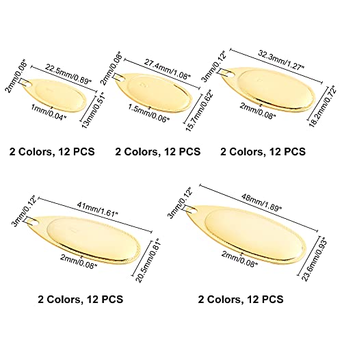 SUPERFINDINGS Fishing Attractor Spinner Blades Carbon Steel DIY Spinner Blades Fishing Lures Accessories for Lure Making (10 Styles, 60pcs-2Color) - color: Golden+Silver