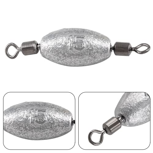 Hitefu Fish Weight Sinkers, Inline Weights Lead Fishing Weights Trolling Sinkers, Egg Sinkers for Bottom Fishing (3/8, 1/2, 3/4oz) - size: 1/2oz (Pack of 2)