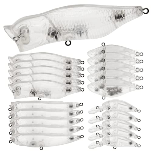 10pcs/20pcs Fishing Blanks Lures Kit Fishing Topwater Unpainted Swimbait Unpainted Crankbaits Hard Baits DIY Lure for Bass Salmon Trout Saltwater and Freshwater - color: C: Fishing Blank Hard Lures Kit 20pcs