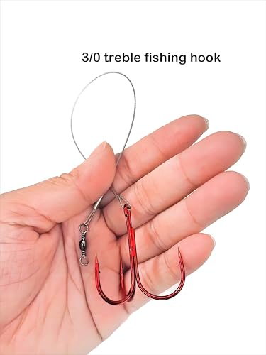 5-10pcs Fishing Treble Hook with Leader Nylon Coated Fishing Wire Leader with Swivel 3/0 2/0 1/0 1# 2# 4# 6# - color: Gray Leader, size: 2#-10pcs