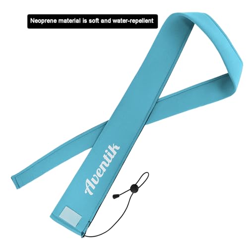 Aventik Lightproof Neoprene Rod Sleeve – Protective Fishing Rod Sock Cover with Hanging Loop & Adjustable Lanyard for Casting, Spinning & Trolling Rods - color: Blue, size: Length: 52''/1.32m