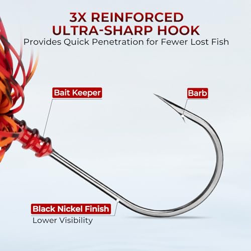 MadBite by KastKing Spinnerbait Fishing Lures, Bass Trout Salmon Walleye Stainless Steel Spinner Baits Kit, Saltwater Freshwater, 4 pcs - color: Bait Fish - Colorado & Willow, size: 1/2oz