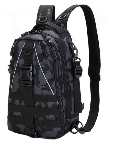 Tactical 10L MOLLE Bag for Fishing Trekking Survival Camping Fitness | Multiple independent pockets, tackle box slots,High-strength nylon,Multiple independent pockets, tackle box slots - color: Camo