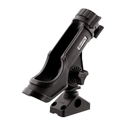Scotty #230-BK Powerlock Black Rod Holder with #241 Side Deck Mount | 360 Degree Rotation, Heavy-Duty Nylon, Fishing Accessory, Adjustable