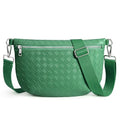 KALIDI Woven Crossbody Bags for Women Travel Vegan Leather Fanny Packs for Woman Cross Body Purse Fashion Belt Bum Bag with Wide Strap - color: Forest Green