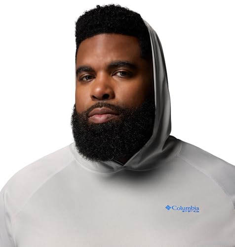 Columbia Men's Terminal Tackle Hoodie - color: Cool Grey Heather/Vivid Blue Logo, size: X-Small
