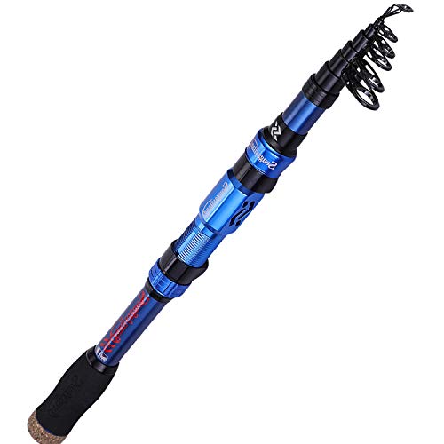 Sougayilang Telescopic Fishing Rod - 24 Ton Carbon Fiber,CNC Machined Reel Seat, Comfortable EVA Handle, Travel Fishing Rod for Bass Trout Fishing - color: BLUE, size: 6.9 ft