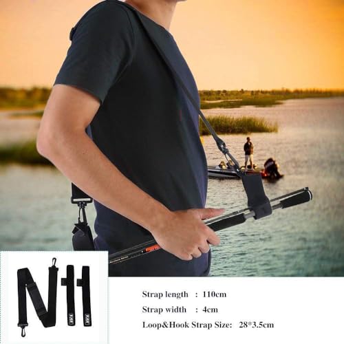 Black Fishing Rod Holder Belt Rod Carrier Strap Sling Shoulder Belt Fishing Rod Carry Strap Nylon Adjustable Length to 55 Inch Fishing Poles Holder Strap Rod Shoulder Belt Tackle Carrier
