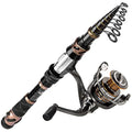 PLUSINNO Fishing Rod and Reel Combos - Carbon Fiber Telescopic Fishing Pole - Spinning Reel 12 +1 Shielded Bearings Stainless Steel BB - color: X-Fishing rod+reel(No Lures&Line), size: 1.8M 5.91FT