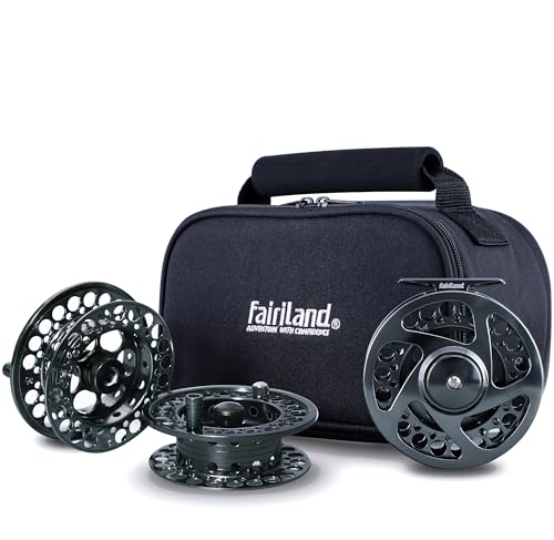 TURMAX MK2 Fly Fishing Reel Combo, CNC Aluminum Large Arbor Fly Reel with 2 Extra Spools and Storage Case, Sealed Carbon Drag, Left/Right Retrieve, 5/6 and 7/8 Line Weight Options - color: Reel Combo (1 Reel+2 Spare Spools+1 Bag, Unloaded), size: 5/6wt (9