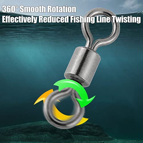 Dr.Fish 50 Pack Fishing Micro Swivels Fly Fishing Rolling Barrel Black Nickel Swivels High Strength Solid Rings Hook line Connector - size: 6mm(6.6LB)-50pk