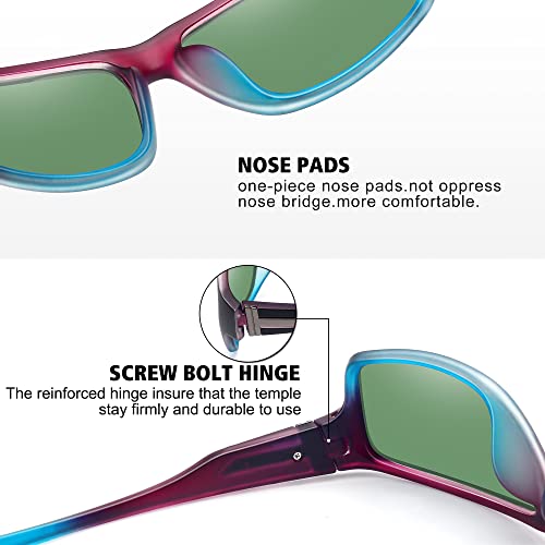 STORYCOAST Polarized Sports Sunglasses for Men Women Unbreakable Frame Cycling Fishing Driving - color: Blue Frame-purple Mirror Lens