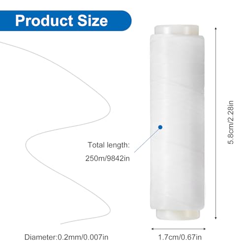 Nogeqi 3 Roll Invisible Thread, 820 Feet Fishing String, 0.2mm Invisible String, Clear Nylon Thread for Fishing Line and Sewing Beading