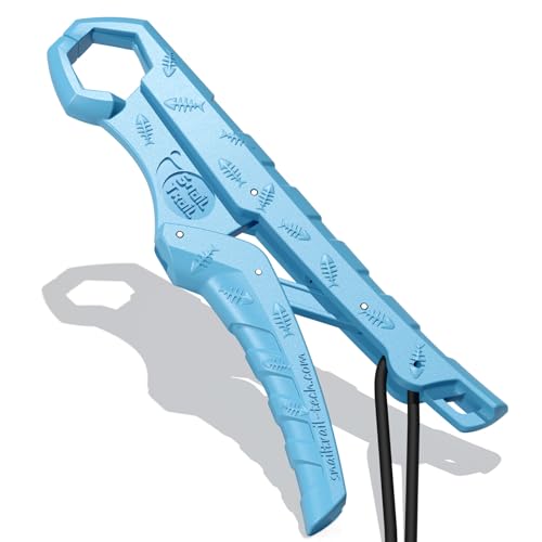 SNAIL TRAIL 7.5''/9'' Floating Fish Gripper, Fishing Grabber, Catfish Mouth Pliers, Caught Bass Holder, Digital Scale Hook Clamp, Saltwater Lip Grip Tool with Lanyard, Gifts for Men, Blue - color: Blue, size: 7.5"