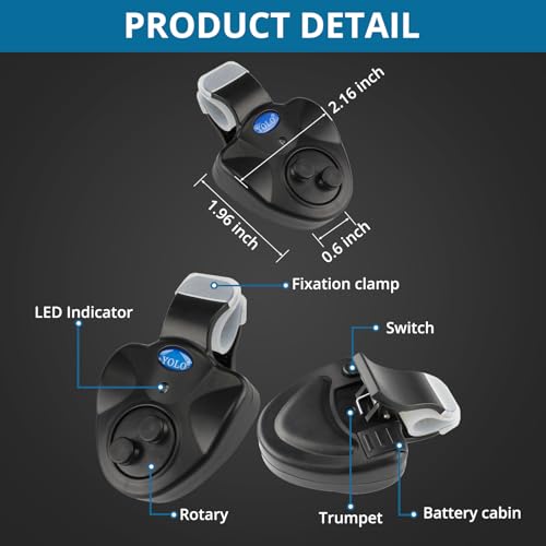 Cooltto Electronic Fishing Bite Alarm with 10 Bonus Batteries – LED & Sound Alert, Sensitive Siren for Day & Night Carp Fishing, Waterproof Sensor for Bank Fishing Rods
