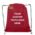 DISCOUNT PROMOS Custom Non-Woven Drawstring Backpacks Set of 10/50/100, Personalized Bulk Pack - color: Burgundy, size: 10/50/100