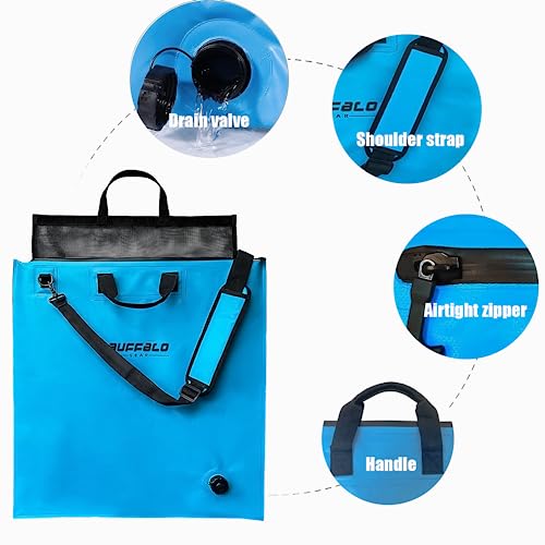 Buffalo Gear Fish Tournament Weigh in Bag for Bass Fishing, Heavy Duty Fish Bag for Caught Fish Waterproof,Leakproof,Puncture Resistant - color: Blue-24×25in
