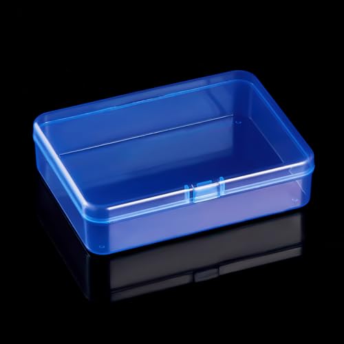 Goodma 8 Pieces Rectangular Plastic Storage Boxes, Blue, 4.5x3.3x1.1 inch | Hinged Lids, Empty Organizer Containers, For Small Items and Craft Projects - color: Blue, size: 4.5 x 3.3 x 1.1 in