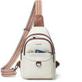 LATMAP 7L Sling Bag for Women Men Crossbody Belt Bag Small Travel Sling Backpack Anti Theft Chest Daypack Purse Faux Leather - color: Beige