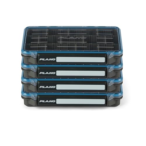 Plano StowAway 3600 Waterproof Stow Tackle Box, 4-Pack, IPX7 Waterproof Rating, with Rustricor, Single Latch Design, Transparent DuraView Lid, Storage for Fishing Bait, Lures and Gear - size: 3600 4-Pack, style: Regular - New Model