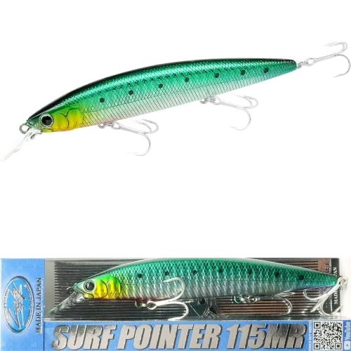 LUCKY CRAFT Surf Pointer 115MR Saltwater Fishing Lures for Halibut and Stripped Bass, Long Casting Jerkbait, Sinking Surf Fishing Gear, Fish Accessories for Tackle Box - color: 614 Pacific Sardine, size: One Size
