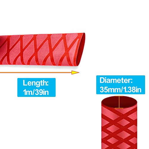 Heat Shrink Wrap Tubing Sleeve for Fishing Rod Grip Handle Cork X-Tube with Non-Slip Insulation Red (Diameter 35mm, Length 39in) - color: Red, size: Diamter:35mm Length:39in