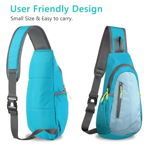 TITECOUGO Small Sling Bag, Lightweight Crossbody Backpack for Men Women, Shoulder Bag for Sports and Outdoor - color: Blue / Pale Blue