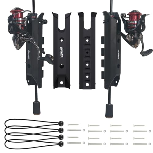 Aventik 2/4pcs Tube Fishing Rod Holders for Boat Truck Tool Box with Tool Slot, Wall Mount Fishing Pole Holders with Screws - style: 4 Pole