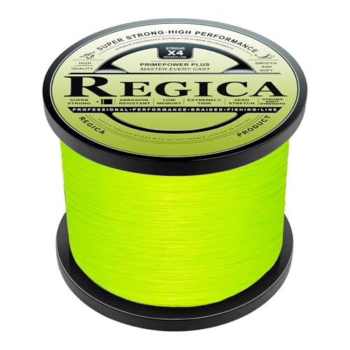Regica Braided Fishing Line - Abrasion Resistant, Zero Stretch, Ultra-Thin Diameter, Super Strong - 4 Strand 8 Strand, 6lb-100lb, 150/300/500 Yards for Saltwater or Freshwater, Colored Braid Line - color: Chartreuse, size: 15LB (150 Yards)