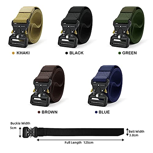 DOOPAI Tactical Belt for Men, 3Pack Military Nylon Web with Heavy Duty Quick Release Metal Buckle - color: 18 Green/Beige/Blue, size: 28-42 Waist Adjustable 125 cm (3 Pack)