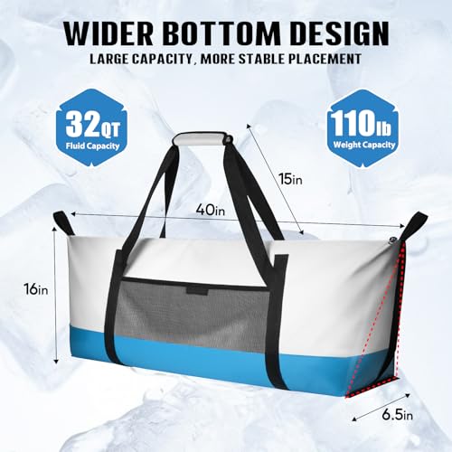 THKFISH Insulated Fish Cooler Bag, Fish Kill Bag for Caught Fish, 40x16in 25x17.5in Portable Waterproof Insulated Fish Bag Keeps Ice for 24 Hours - color: GREY-40x16x6.5