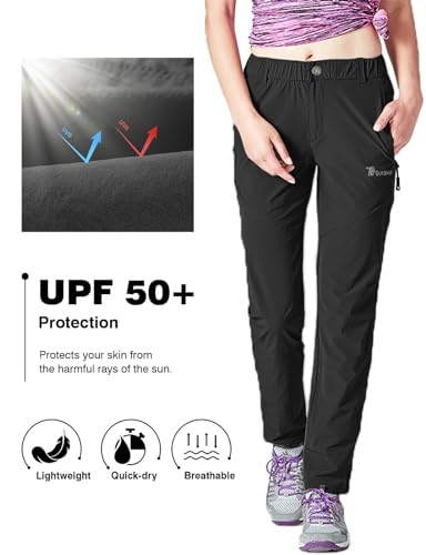 Rdruko Women's Hiking Pants Lightweight Quick Dry Water Resistant Outdoor Travel Fishing Pants with Pockets - color: Black, size: XX-Large