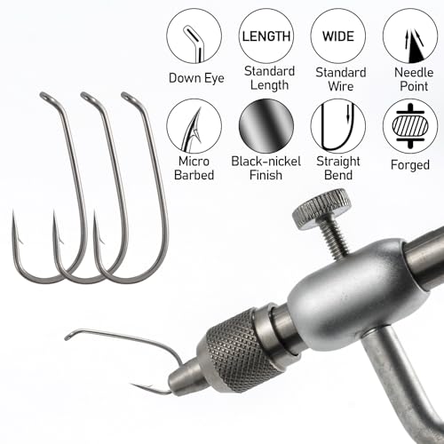 Dr.Fish 100 Pack Dry Fly Hooks Black Nickel High Carbon Steel Fly Tying Material Accessories Trout Salmon Fishing Hooks Freshwater Saltwater Fishing Barbed-Gold - color: Dry Fly Hooks-Black Nickel, size: #12