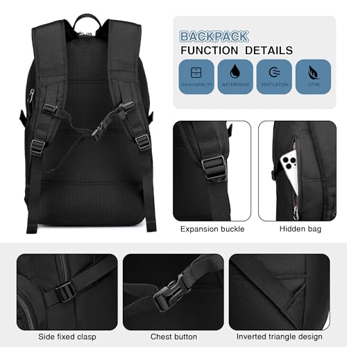 Wotony Military Tactical Backpack for Men Army 3 Days Assault Pack Bag with Molle System for Outdoor Adventures (Black, 30L) - color: Black, size: 30L