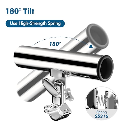 Fishing Rod Holder for Boat ,Stainless Steel 316 Rail Mount Clamp Fishing Rod Holders Marine Grade 360 Degree Adjustable Fishing Rod Holder - size: For 7/8" Rail, style: Middle Clamp