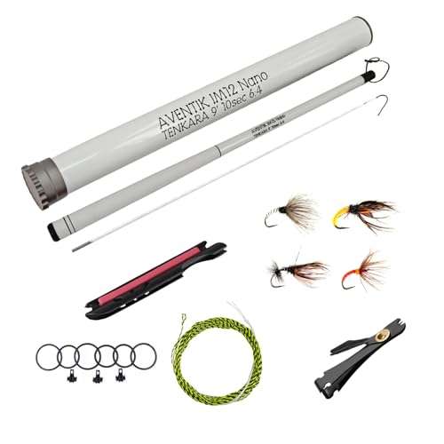 Aventik Tenkara Rod Pro IM12 Nano 6:4 Action 2 Mini Sizes All Water Conditions Quality Carbon Tube Packing, Extra Spare Sections Included, Tenkara Fly Rod - size: 9‘0’‘, style: Rod Combo