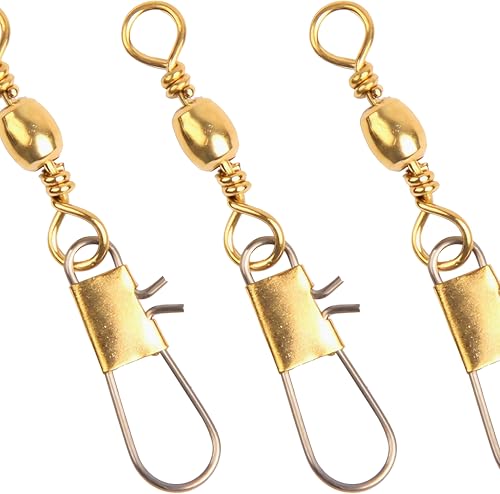 Barrel Snap Swivels Fishing Tackles, 100pcs Fishing Swivels Safty Snaps Accessories, Stainless Steel Fishing Leader Line Lure Connector for Saltwater Freshwater - color: Golden, size: 50pcs-#6 (40LB)