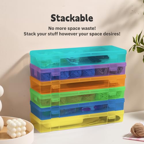 novelinks Plastic Pencil Boxes and Small Plastic Containers with Lids | 6 Pack, Large Color, Large Capacity Pencil Case, Small Storage Containers, Cookie Cutter Storage, Knitting Needle Organizer - color: 6 Pack Large -Color