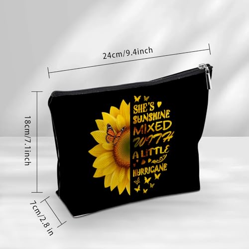 Sunflower Cosmetic Bag For Women, Sunflower Gifts For Women, Floral Makeup Pouch, Travel Toiletry Bag With Zipper, Birthday Graduation Inspirational Gifts Best Friend Bestie Her - color: Sunflower