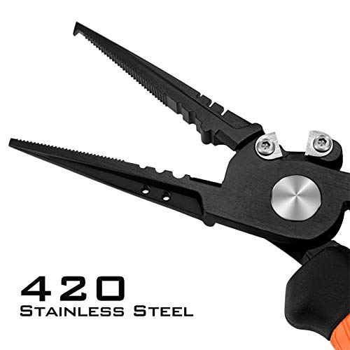 KastKing Speed Demon Pro Fishing Pliers, 420 Stainless Steel, Fishing Tools, Saltwater Resistant Fishing Gear, Tungsten Carbide Cutters, Corrosion Resistant Coating, SuperPolymer Grip Handles - color: A: 7.5'' Split Ring Nose