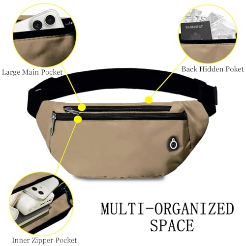 Fanny Pack for Women Men,Crossbody Fanny Pack Water Resistant Sports Waist Bag Pack, Belt Bag for Travel Hiking Running - color: 1pack-khaki