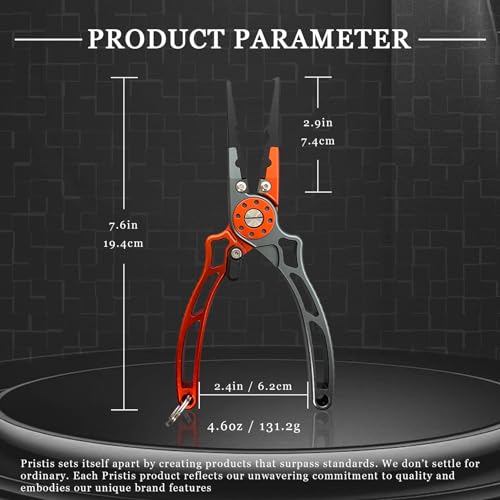 Pristis UTA II Fishing Pliers, Multi-Function Split Ring Plier Gear, Saltwater Resistant Teflon Coated Locking Hook Remover Cutter, Stainless Steel Top & Aluminum Body Tool Kit Tackle Set for Bass