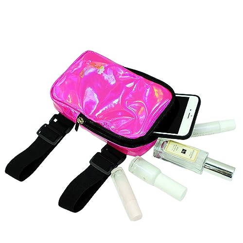Glossy Thigh Bag | Leg Harness for Women | Outdoor Waist Pouch | Carnival Hiking Travel Fanny Pack with Adjustable Straps | Rose Gold - color: Rose Gold