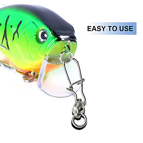 Atibin High Strength Fishing Swivels Tackle Stainless Connector Fishing Snaps Swivel Steel Lock Snap Swivels Saltwater Line Lure Connector - size: Size 4+4 (76lb) 25 pcs