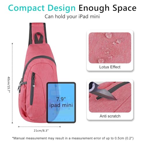 TITECOUGO Small Sling Bag, Lightweight Crossbody Backpack for Men Women, Shoulder Bag for Sports and Outdoor - color: Z1-canvas, Watermelon Red
