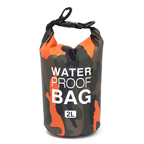 Waterproof Dry Bag 2L/5L/10L/15L/20L/30L, Roll Top Sack Keeps Gear Dry for Kayaking, Rafting, Boating, Swimming, Camping, Hiking, Beach, Fishing with Free Waterproof Phone Case - color: Orange, size: 2L