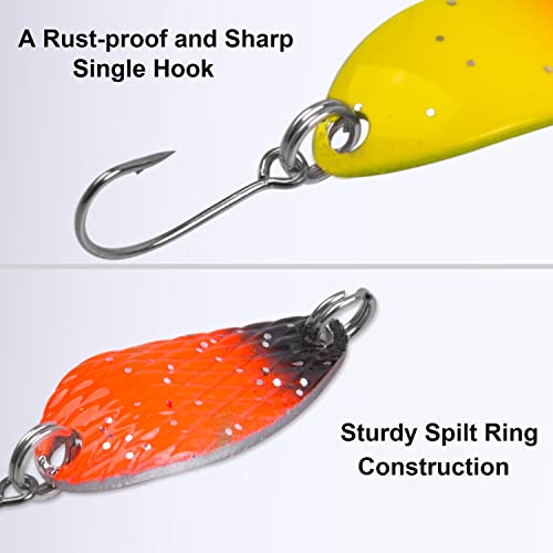 Trout Spoons Fishing Spoon Lure Set Single Hook Trout Lures Hard Metal Trout Baits Mini Fishing Jig Spoon Lures for Perch Char Crappie - color: Type A ( 12pcs )