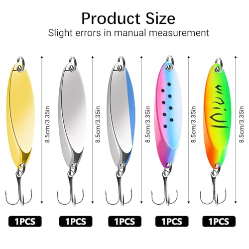 Fishing Lures Fishing Spoons, 5pcs/25pcs/30pcs/50pcs Trout Lures Bass Lures Hard Metal Spinner Baits for Salmon Bass Trout - color: 5PCS-7g