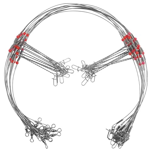 Fishing Leaders Saltwater Tackle Surf Fishing Rigs Bottom Hi-Low Rig High Strength Wire Leader Line with Swivel Snaps Beads Gear Equipment for Lures Bait Hooks - size: 2 arm,12packs
